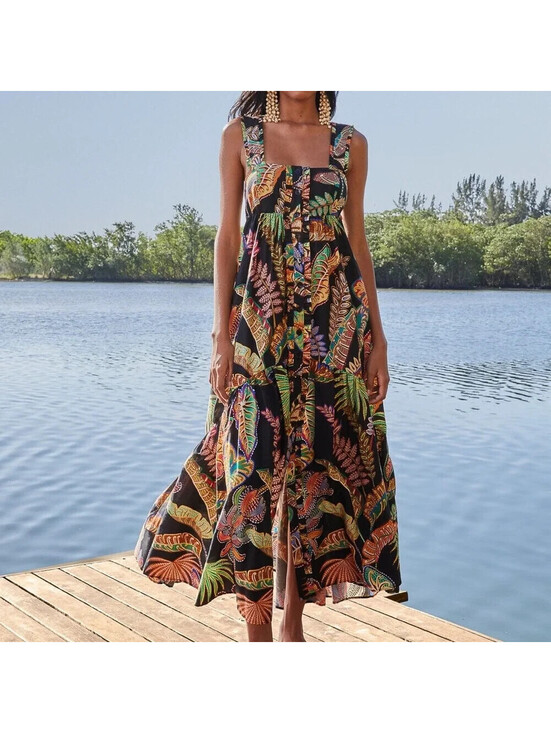 Farm Rio Dresses & Skirts - NEW, Farm Rio Cool Foliage Sleeveless Midi Dress in multicolor sz XS #MD2144